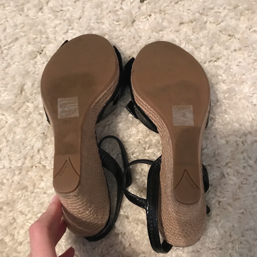 Prada black patent bow wedges - Picture 6 of 6